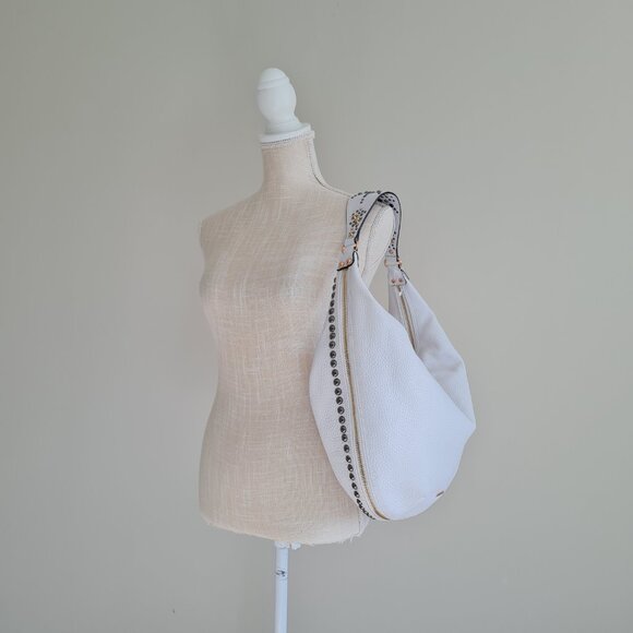 Rebecca Minkoff Bailey Austin Studded Hobo White Pebbled Leather Shoulder Bag - Picture 3 of 15
